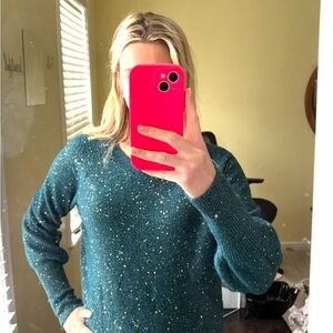 LC Lauren Conrad Teal Speckled Sweater